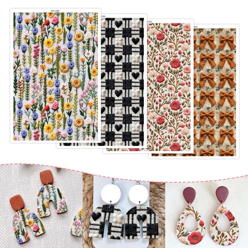 Beeswax Wrap - Kleurrijke bloesemmotieven, transferpapier van polymeerklei, wateroplosbare