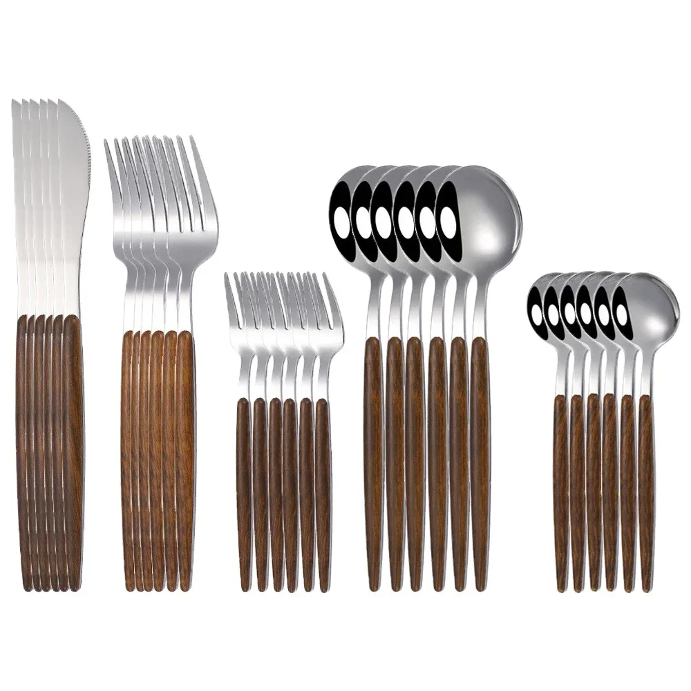 Bamboo Cutlery - 30 stuks roestvrij staal imitatie houten