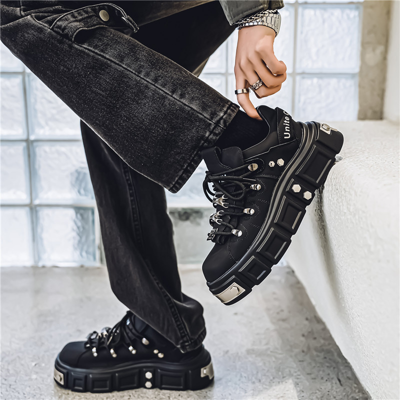 Eco Sponge - Leren herenschoenen Metalen sponsschoenen Punk schoenen