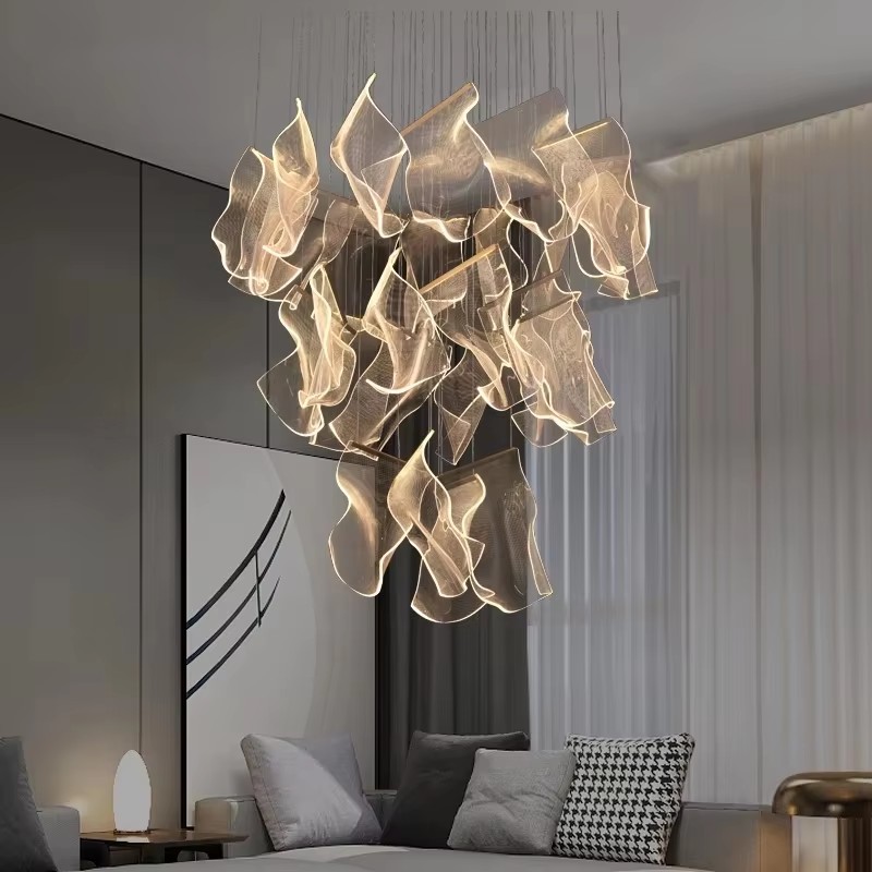 Sustainable Living Guide - Lichtgeleidende LED-kroonluchter Verlichting Duplex roterende trap