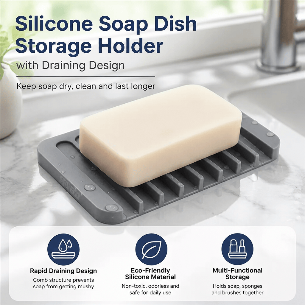 Eco Sponge - Siliconen zeepbakje met afwatering, badkamer- en