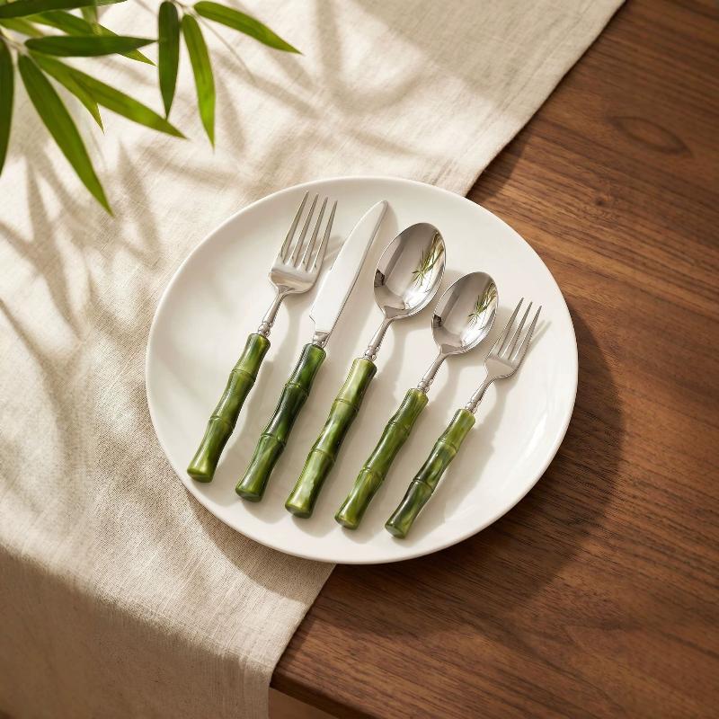 Bamboo Cutlery - Bamboe handvat acryl 304 roestvrijstalen bestek