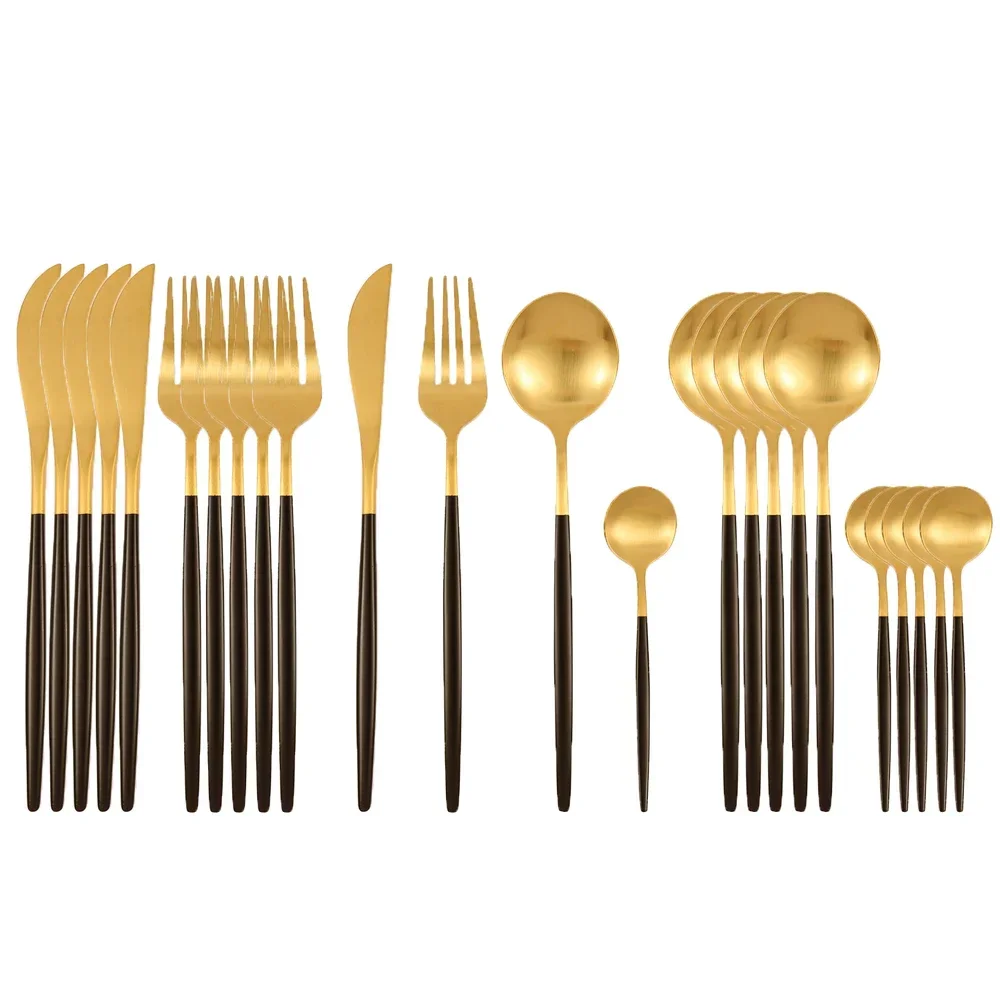 24-delige RVS bestekset zwart  - Bamboo Cutlery recensie en prijs